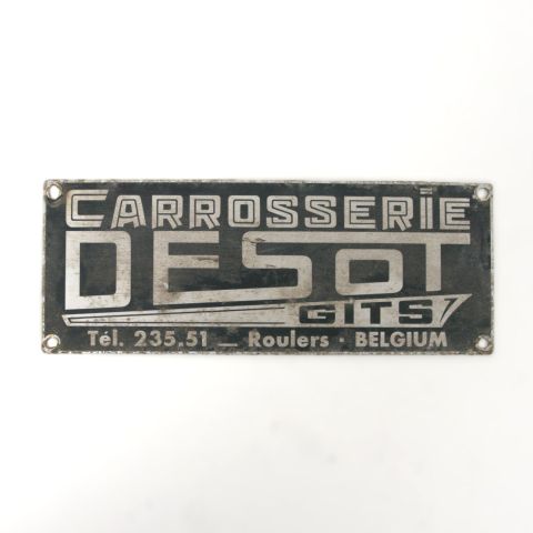Plaque carrossier Desot Gits pour autocar Mercedes-Benz, bon état, circa 1960