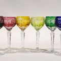 Ensemble de 8 verres à liqueurs en cristal coloré Val Saint Lambert
