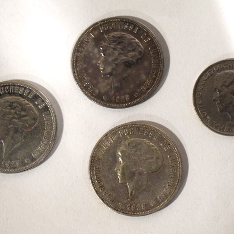 Lot de 2 pièces de 10 francs et 1 pièce de 5 francs Ag Grande-Duchesse Charlotte 1929