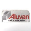Aluvan Truck & Trailer Bodies" metal plaque with logo, 1980-2000