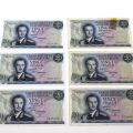 Set von 6 Banknoten zu 20 Francs von Großherzog Jean, Luxemburg 1966
