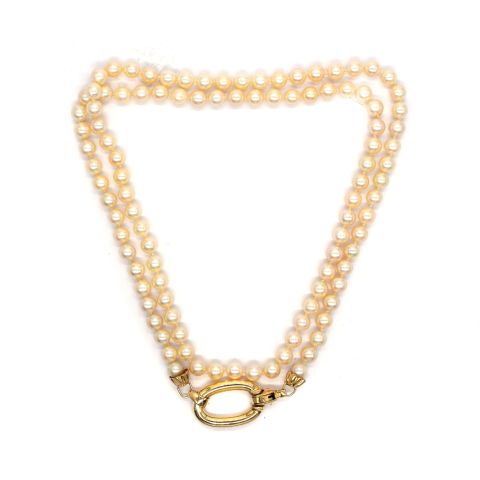 Collier de perles de culture avec fermoir en or jaune 18K, 87 cm