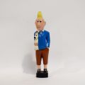 (TINTIN D'APRES), Polychrome Holzstatuette, Figur Tintin mit Struppi, 33 cm
