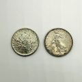 Deux pièces de 5 francs Semeuse en argent, France, 1962, 12 g chacune