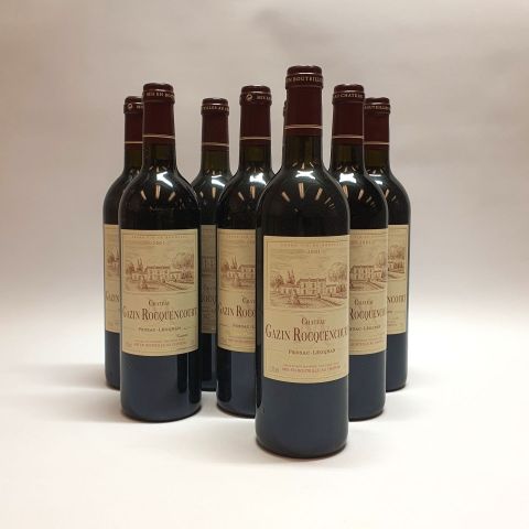 Ensemble de 8 bouteilles Château Gazin Rocquencourt, millésime 2001 à Pessac-Léognan
