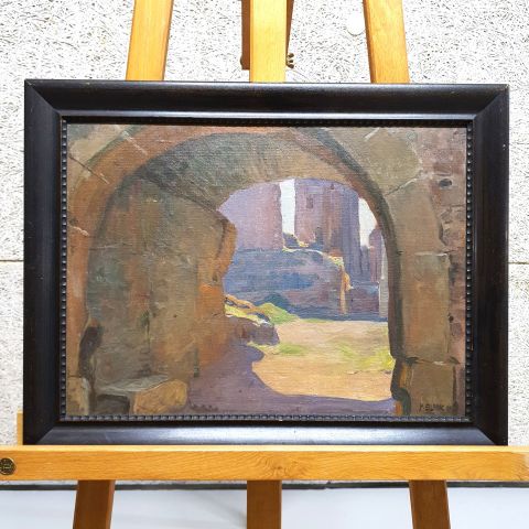 Tableau de Pierre Blanc (1872-1946) : Par le porche du château