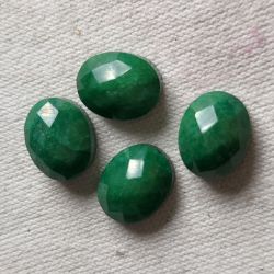 Collection of 4 weakly faceted oval emeralds, certified by GLI