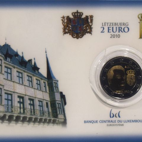 Pièce de 2 euros "Lëtzebuerg" édition 2010 sous plexiglas - Collection Banque Centrale