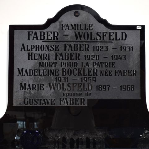 Plaque funéraire famille Faber-Wolsfeld, Henri Faber, Mort pour la patrie