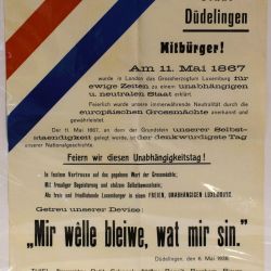 Affiche commémorative de l'Indépendance du pays, Dudelange 6 Mai 1938