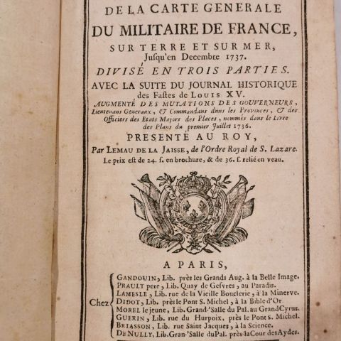 Abrégé de la Carte Générale Militaire de France et fastes de Louis XV