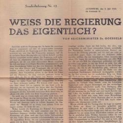 Propaganda leaflet dated July 9, 1943, stamped by Aloys Mausen