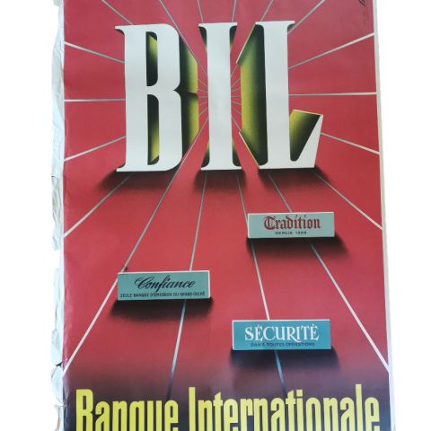 Affiche de la BIL Banque Internationale Luxembourg dessinée par Lex WEYER