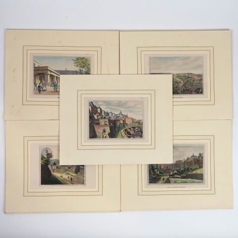 Ensemble de 18 planches lithographiées en couleur sur Luxemburg, 1886