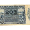 20-Franc-Banknote, 1929: Weinlese, Pflügen, Gebrauchsspuren, Katalog Rosseljong-Thielen