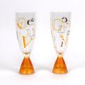 Lot de deux flûtes à champagne Lalique pour Veuve Clicquot, 17 cm