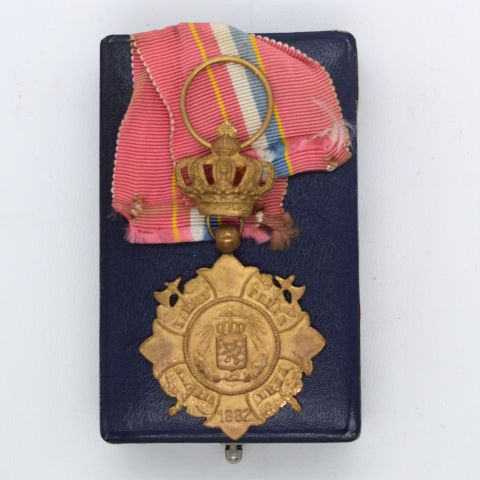 Médaille ancienne des Sapeurs-Pompiers Luxembourgeois, 1920/1930, avec boîte d'origine