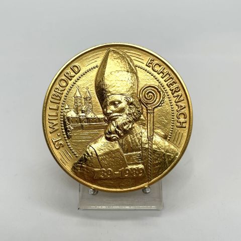 Médaille en vermeil commémorative de Saint Willibrord, 1250ème anniversaire en 1989