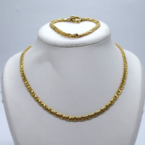 Parure en or 18ct : collier et bracelet en chaîne maillons, 28.39g