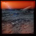 Apollo 17: rare and spectacular photograph of the lunar landscape, red-orange halo
