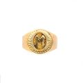 18K yellow gold signet ring with letter M, size 51, weight 4.30g