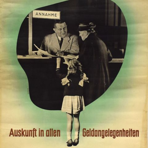 Affiche originale de la banque Stadtsparkasse Luxemburg, état impeccable, 83 x 59 cm