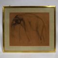 Auguste TREMONT (1892-1980) : Dessin d'éléphant au fusain, signé et daté 1912