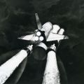 Rare photograph of a space shuttle concept in the vacuum of space, 1970
