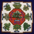Foulard Hermès "Bonsaï" en soie, 90x90 cm, état neuf, boîte incluse