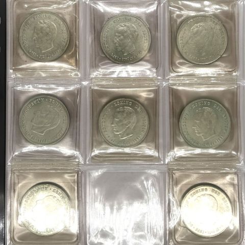 8 pièces commémoratives de 250 francs sur Baudouin Ier, Belgique, 1976