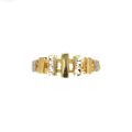 Bague géométrique en or bicolore 14K, taille 61, poids 2,49 g
