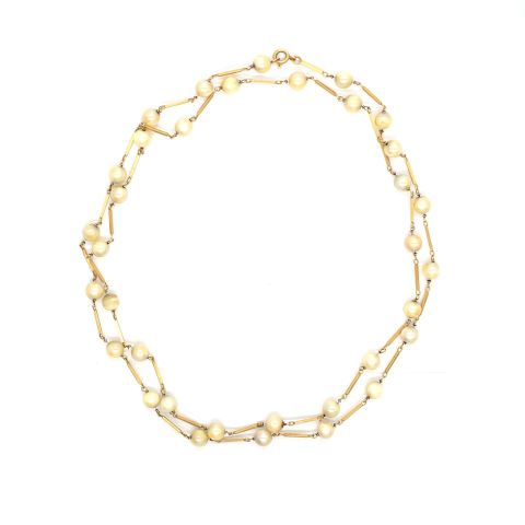 Chaîne en or 750 avec perles, 90 cm de longueur, 28 g de poids