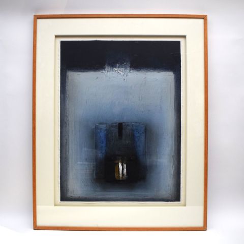 Composition sans titre de Jeannot Lunkes, technique mixte, encadrée, 1999