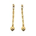 18K yellow gold pendant earrings, elegant sphere, 5 cm, 5.21 g