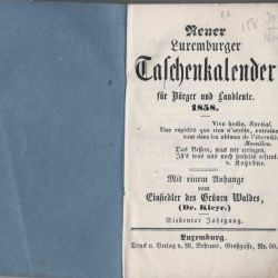 Almanach luxembourgeois 1858 pour les citoyens et les habitants de la campagne