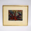 Composition signée et datée de Jacques Buchholz : Gouache sur papier (1960, 17,5 x 23,5 cm)