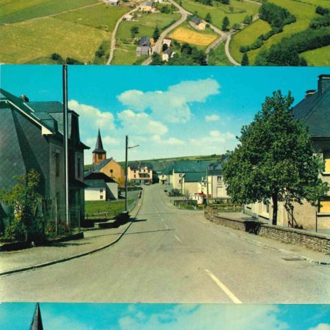 Cinq cartes-photos modernes du village de Harlange des années 70