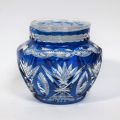 Pique fleurs en cristal taillé bleu de 14 cm de hauteur