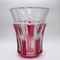 Élégant vase en cristal taillé double bordeaux de 20 cm de hauteur