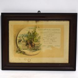 Diplôme de la Médaille de Bronze "Kantonale Pferde-Ausstellung" de Clervaux, 1921