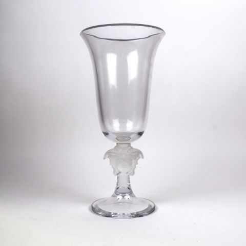 Rare grand vase Versace pour Rosenthal avec motif Médusa, verre transparent