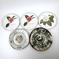 Collection d'assiettes décoratives de faïenceries diverses aux motifs floraux et chinois