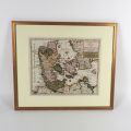 Antique watercolor map of Denmark by Isaac Tirion, circa 1740