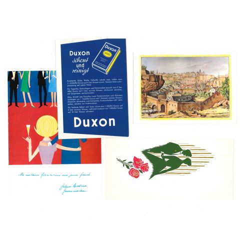 Prospectus et cartes de vœux de commerce des années 60-70 du Luxembourg
