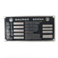 Advertising plate Saurer Berna Gt 560 620 25, 1982, good condition, 10.5 x 21 cm