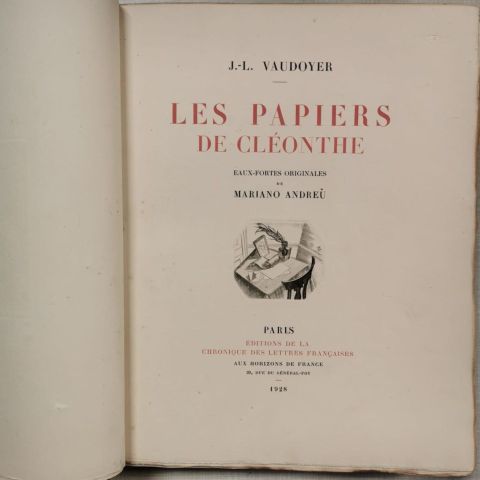 Les papiers de Cléonthe : Édition numérotée illustrée de Mariano Andreu, 1928