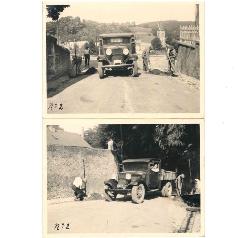 Photos vintage des années 30 : travaux de rue et immeuble en construction