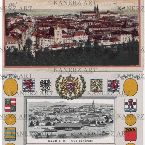 Deux vues colorées d'Esch-Alzette des années 30 par Guggenheim & Co