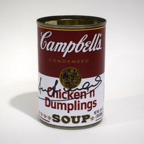 Boîte de conserve Campbell's d'A. Warhol, signée au feutre, sans certificat