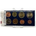 Complete set of 2002 Greek euro coins, uncirculated, with certificate